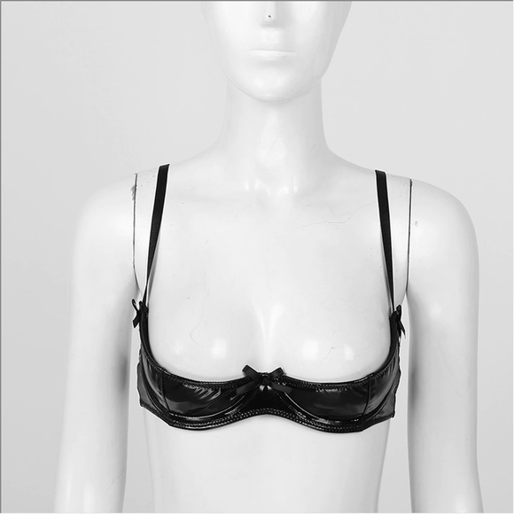 Patent Leather Balconette bra, size L/29” C and S/26” A. - Picture 2 of 12